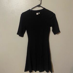 twik Black Ribbed Fit and Flare Mini Dress